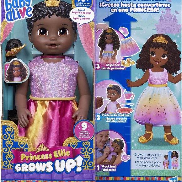 NEW Baby Alive Princess Ellie Grows Up Black Hair Doll 18" African American - Picture 6 of 16